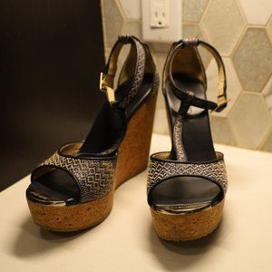 Jimmy Choo Cork Wedge Platform Heels Navy Blue Size EU 40